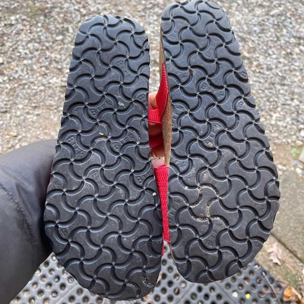 Birkenstock Birki’s Red Elastic Strap Sandals Size 5-5.5 (36) Euro - Picture 6 of 9